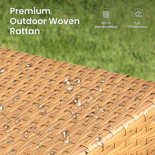 PHI VILLA 4-Piece Patio Conversation Set - Wicker Chairs and Acacia Wood Coffee Table - Modern and Stylish