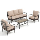 5-Seater Outdoor Metal and Rattan Cocoa Sofa Set with Coffee Table
