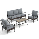 5-Seater Outdoor Metal and Rattan Cocoa Sofa Set with Coffee Table