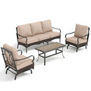 5-Seater Outdoor Metal and Rattan Cocoa Sofa Set with Coffee Table