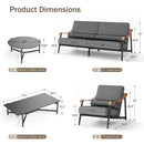 Oversized Modern Outdoor Couch with Leather Armrest and Coffee Table