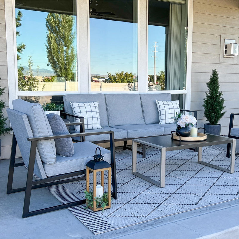 PHI VILLA 5-Seater Modern Textilene and Metal Outdoor Sofa Set