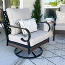 Phi Villa 5-Seater Outdoor Steel & Rattan Dark Color Sofa Set With Coffee Table