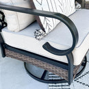 Phi Villa 7-Seater Outdoor Steel & Rattan Dark Color Sofa Set With Coffee Table