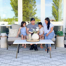 Phi Villa 7-Seater Outdoor Steel & Rattan Dark Color Sofa Set With Coffee Table