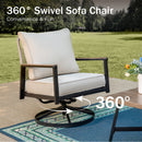 5-Seater Patio Metal Sofa Set with Mirage Rattan Backrest