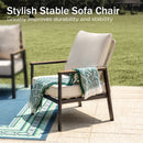 5-Seater Patio Metal Sofa Set with Mirage Rattan Backrest