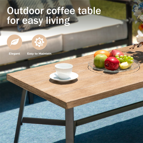 5-Seater Patio Metal Sofa Set with Mirage Rattan Backrest