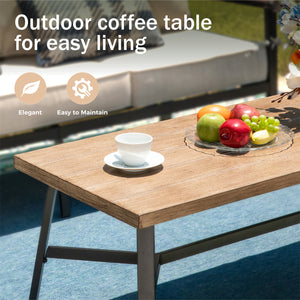 5-Seater Patio Metal Sofa Set with Mirage Rattan Backrest