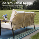 5-Seater Patio Metal Sofa Set with Mirage Rattan Backrest