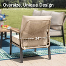 5-Seater Patio Metal Sofa Set with Mirage Rattan Backrest