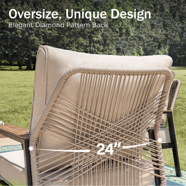 5-Seater Patio Metal Sofa Set with Mirage Rattan Backrest