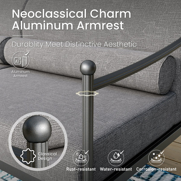 Oversized Aluminum Outdoor Couch with Loveseat and Coffee Table