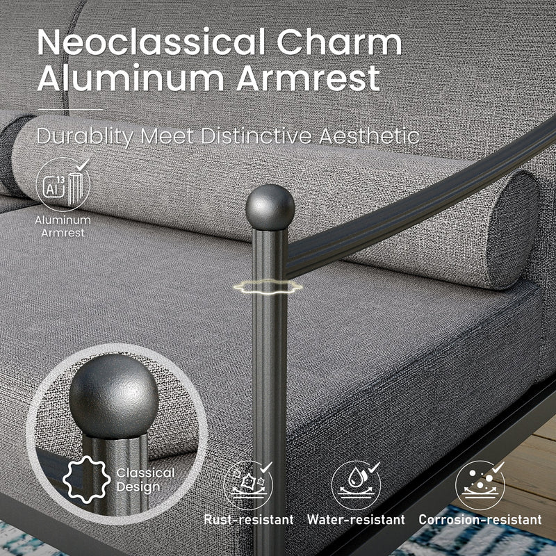 PHI VILLA 5-Seater Oversized Premium Metal Outdoor Sofa Set in Gray