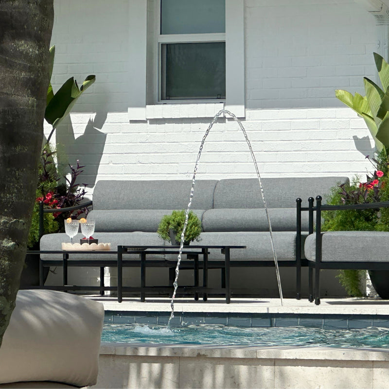 PHI VILLA 5-Seater Oversized Premium Metal Outdoor Sofa Set in Gray