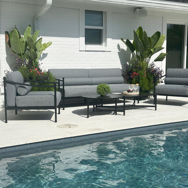 Oversized Aluminum Outdoor Couch with Loveseat and Coffee Table