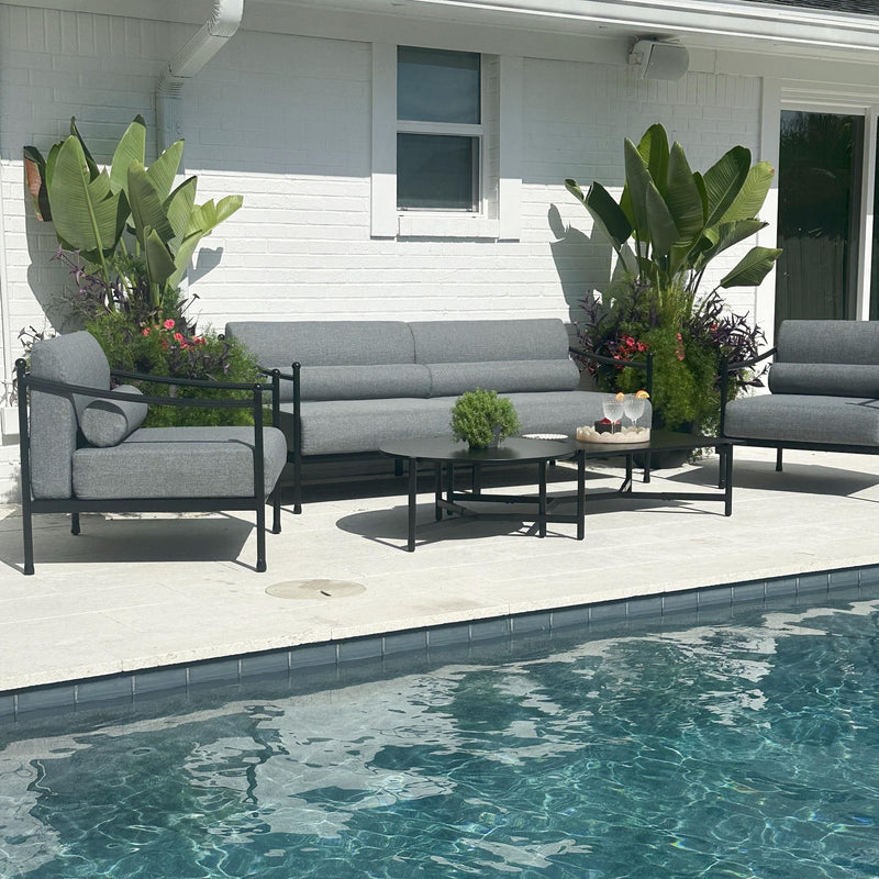 PHI VILLA 5-Seater Oversized Premium Metal Outdoor Sofa Set in Gray