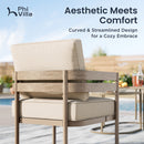 5-Seater Patio Curved Wood-Like Metal Sofa Set