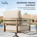 5-Seater Patio Curved Wood-Like Metal Sofa Set