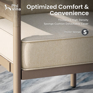 5-Seater Patio Curved Wood-Like Metal Sofa Set