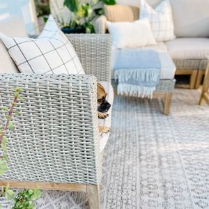 Phi Villa 5-Seater Patio Rattan & Acacia Wood Sofa Conversation Set