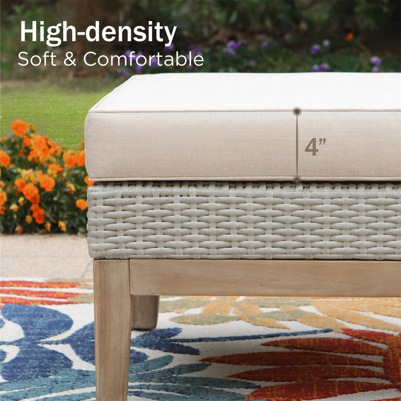 Phi Villa 5-Seater Patio Rattan & Acacia Wood Sofa Conversation Set