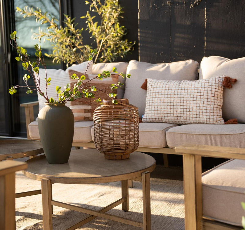 Phi Villa 5-Seater Patio Wood-Like Steel Conversation Sofa Set