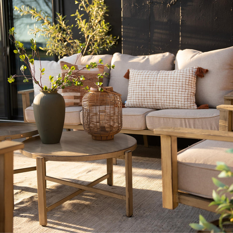 Phi Villa 5-Seater Patio Wood-Like Steel Conversation Sofa Set