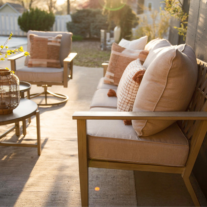 Phi Villa 5-Seater Patio Wood-Like Steel Conversation Sofa Set