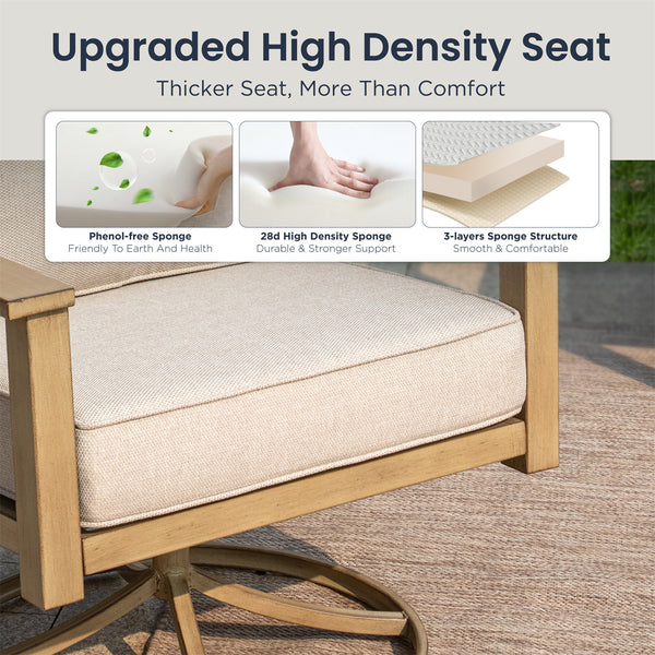 7-Seater Patio Wood-Like Metal Rope Sofa Set