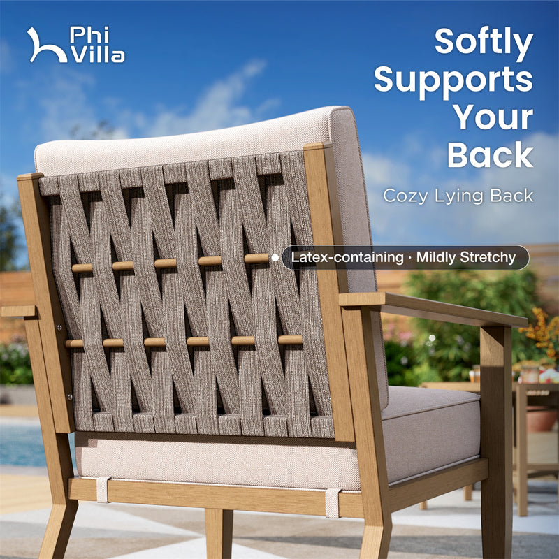 Phi Villa 5-Seater Patio Wood-Like Steel Conversation Sofa Set