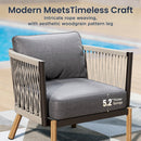 5-Seater Modern Gray Woven Rope Outdoor Sofa Set with 2 Coffee Tables