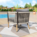5-Seater Modern Gray Woven Rope Outdoor Sofa Set with 2 Coffee Tables