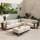 6-Seater Modern L-Shaped Patio Sectional Rattan Sofa Set
