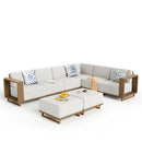 6-Seater Modern L-Shaped Patio Sectional Rattan Sofa Set