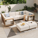 6-Seater Modern L-Shaped Patio Sectional Rattan Sofa Set