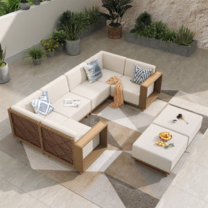 Catalina 6-Seater Modern L-Shaped Patio Sectional Rattan Sofa Set