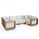6-Seater Modern L-Shaped Patio Sectional Rattan Sofa Set