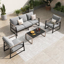 5-Seater Modern Sling and Metal Outdoor Sofa Set