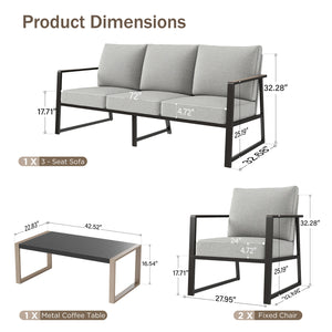 5-Seater Modern Sling and Metal Outdoor Sofa Set