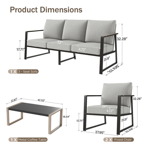 5-Seater Modern Sling and Metal Outdoor Sofa Set
