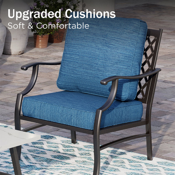 5-Seater Patio Metal Diamond Sofa Set with Coffee Table