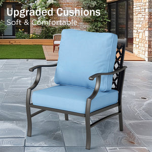 5-Seater Patio Metal Diamond Sofa Set with Coffee Table
