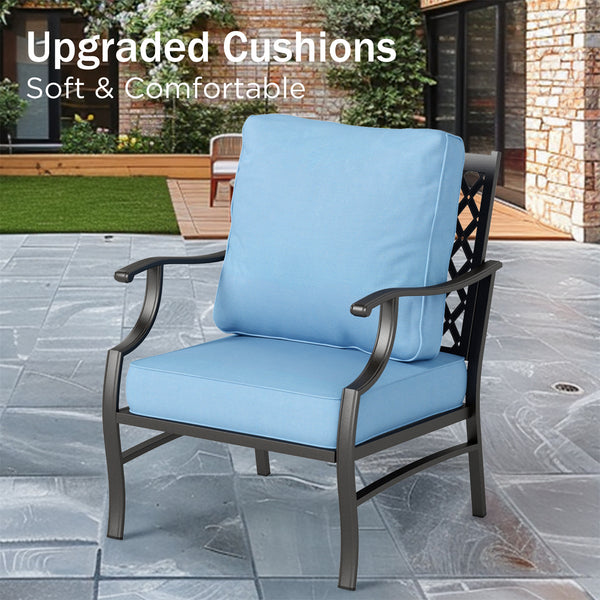 5-Seater Patio Metal Diamond Sofa Set with Coffee Table