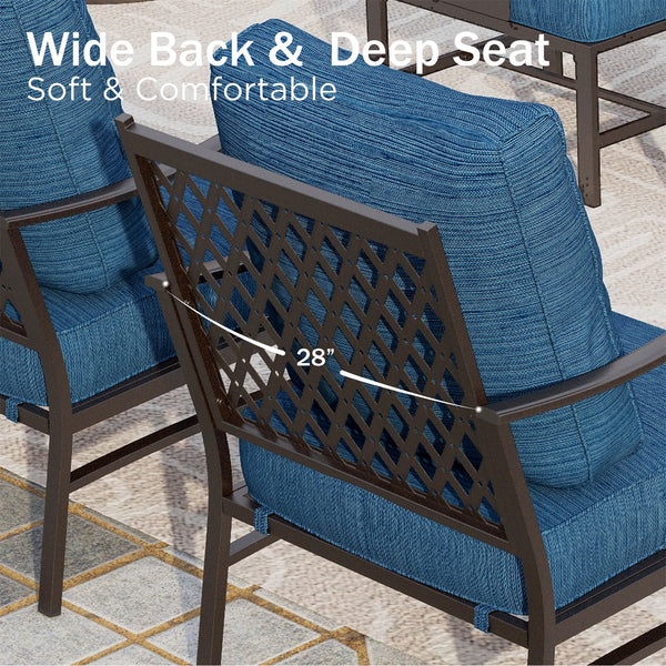 7-Seater Patio Metal Diamond Sofa with Ottomans