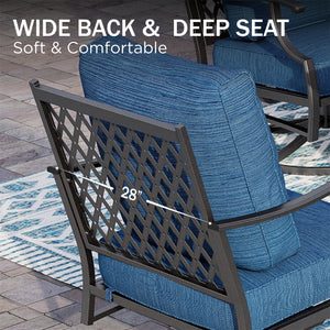5-Seater Patio Metal Diamond Sofa Set with Coffee Table