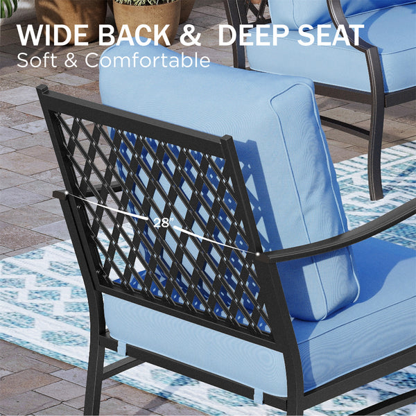 7-Seater Patio Metal Diamond Sofa with Ottomans