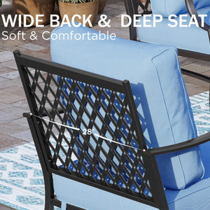 7-Seater Patio Metal Diamond Sofa with Ottomans