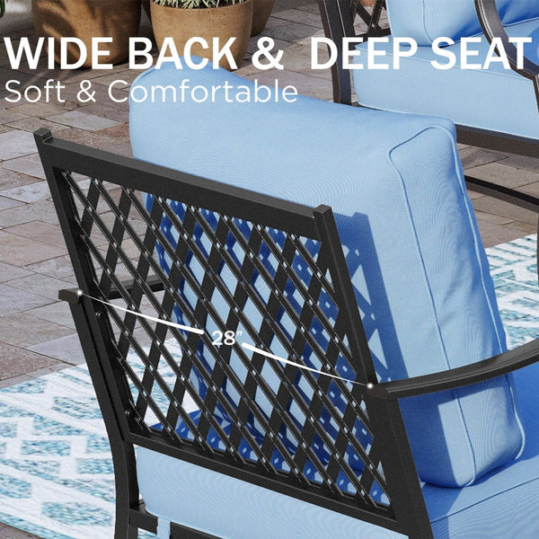 7-Seater Patio Metal Diamond Sofa with Ottomans