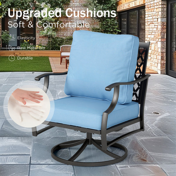 7-Seater Patio Metal Diamond Sofa Set with  Fire Pit Table